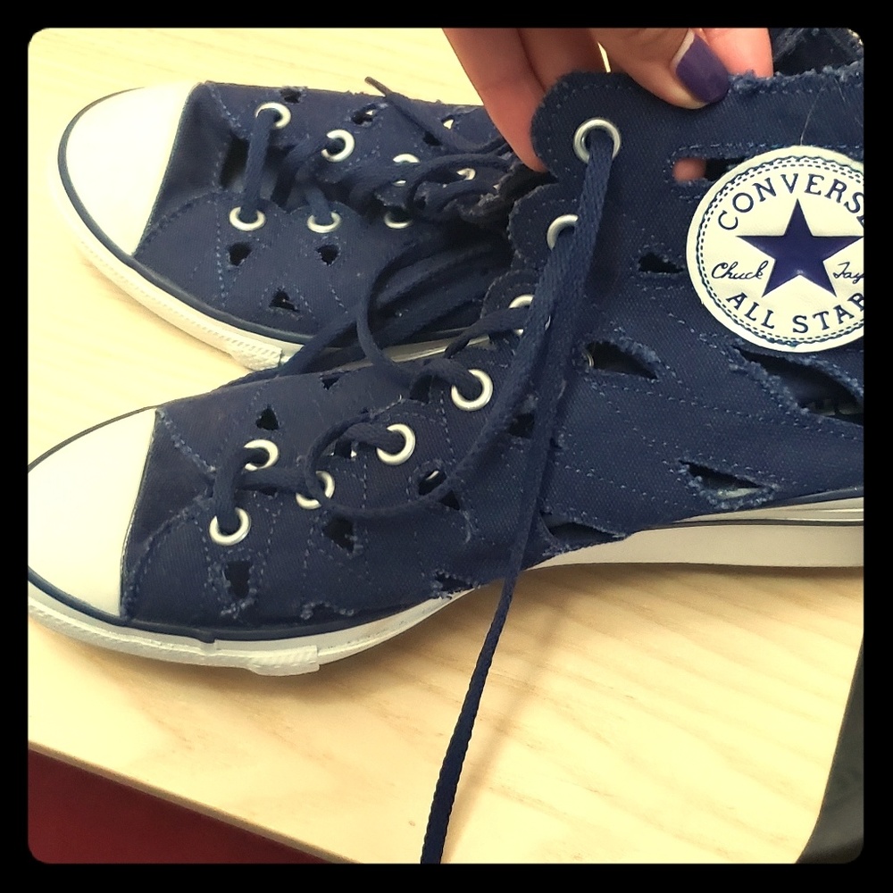 Women Converse Denim open toed lace shoes Size 5.5